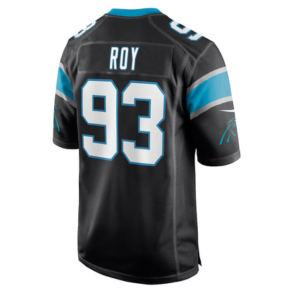 C.Panthers #93 Bravvion Roy Black Game Jersey Stitched American Football Jerseys - Main View
