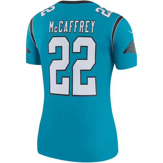 C.Panthers #22 Christian McCaffrey Blue Color Rush Legend Player Jersey Stitched American Football Jerseys - Main View