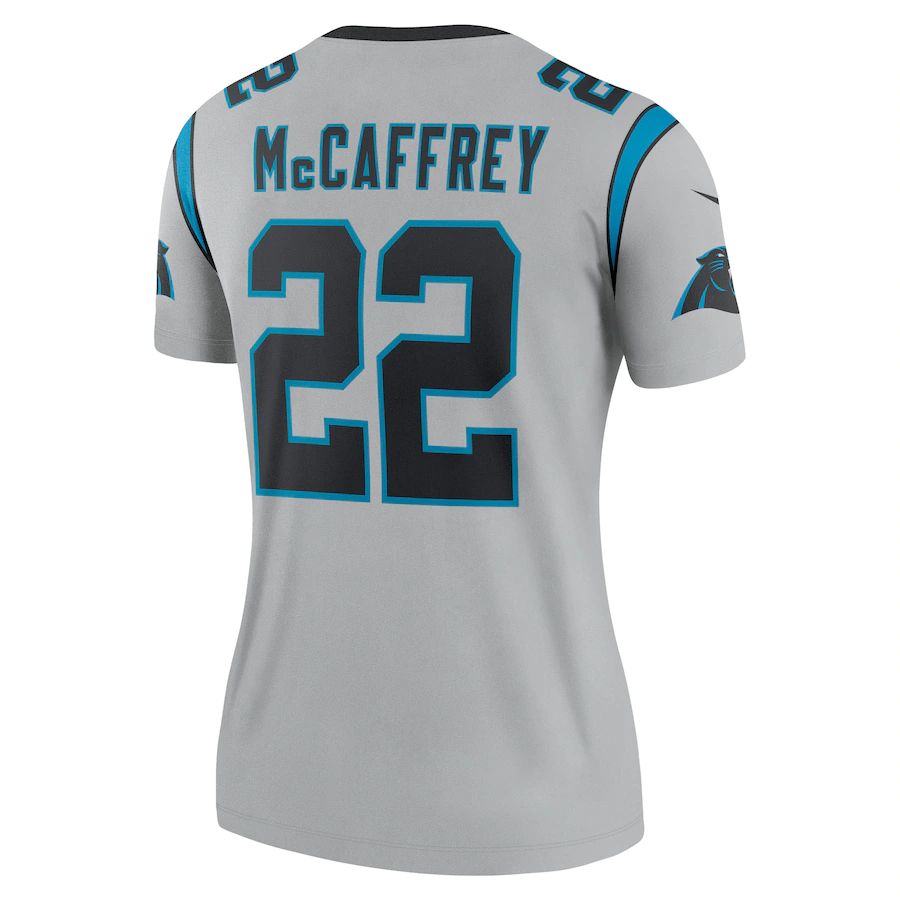 C.Panthers #22 Christian McCaffrey Silver Inverted Legend Jersey Stitched American Football Jerseys - Main View