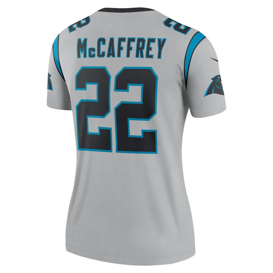 C.Panthers #22 Christian McCaffrey Silver Inverted Legend Jersey Stitched American Football Jerseys - Main View