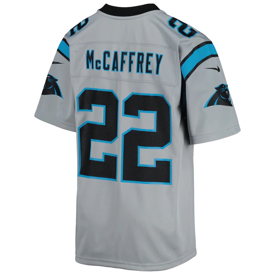 C.Panthers #22 Christian McCaffrey Silver Inverted Team Game Jersey Stitched American Football Jerseys - Main View