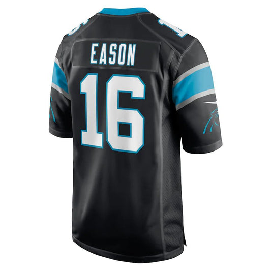 C.Panthers #16 Jacob Eason Black Game Player Jersey Stitched American Football Jerseys - Main View