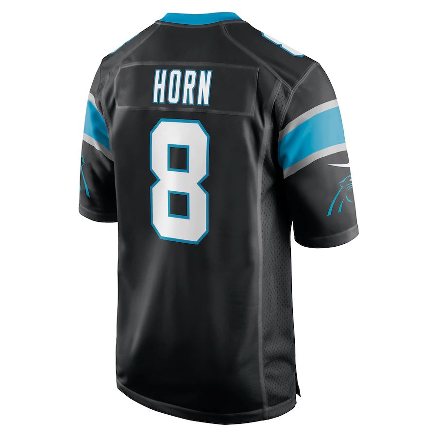 C.Panthers #8 Jaycee Horn Black Game Jersey Stitched American Football Jerseys - Main View
