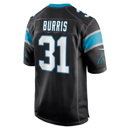 C.Panthers #31 Juston Burris Black Game Jersey Stitched American Football Jerseys - Main View