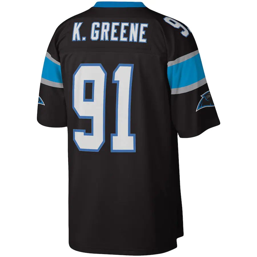 C.Panthers #91 Kevin Greene Mitchell & Ness Black Big & Tall 1996 Retired Player Replica Jersey Stitched American Football Jerseys - Main View