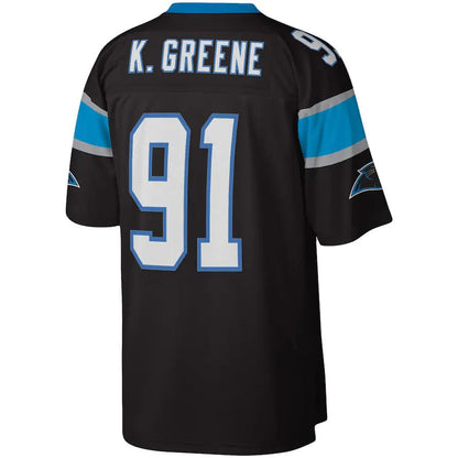 C.Panthers #91 Kevin Greene Mitchell & Ness Black Big & Tall 1996 Retired Player Replica Jersey Stitched American Football Jerseys - Main View