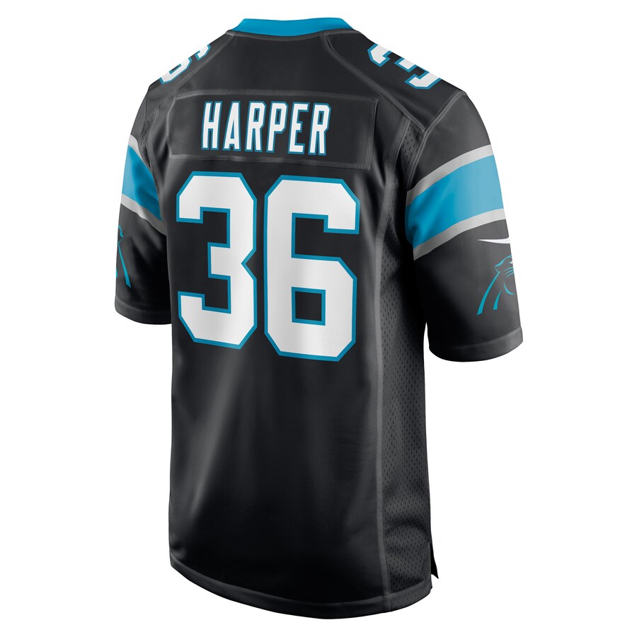 C.Panthers #36 Madre Harper Black Game Player Jersey Stitched American Football Jerseys - Main View