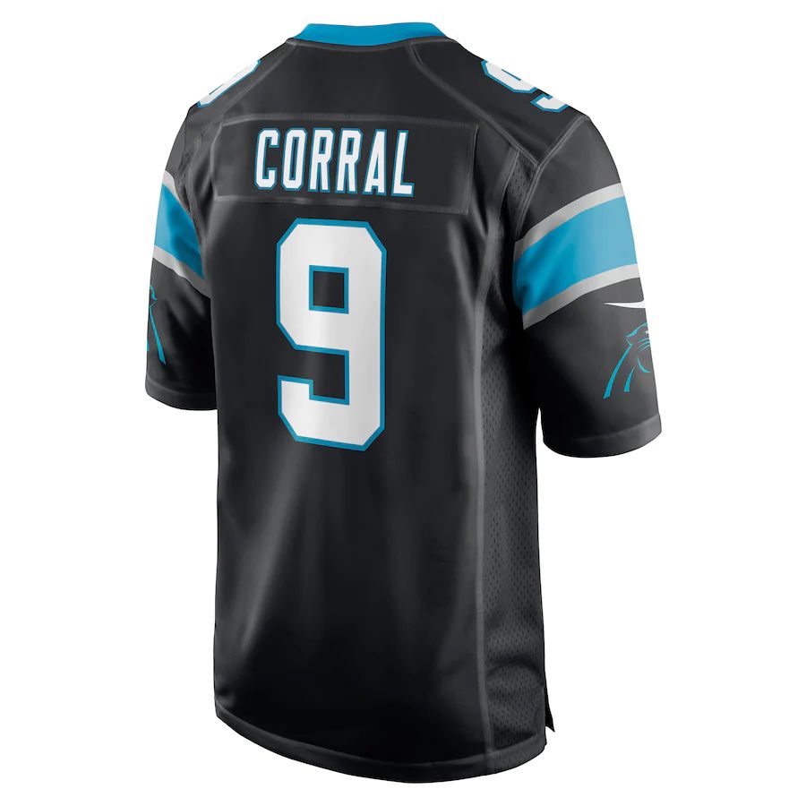 C.Panthers #9 Matt Corral Black 2022 Draft Pick Player Game Jersey Stitched American Football Jerseys - Main View