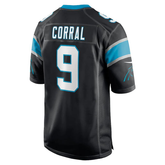 C.Panthers #9 Matt Corral Black 2022 Draft Pick Player Game Jersey Stitched American Football Jerseys - Main View