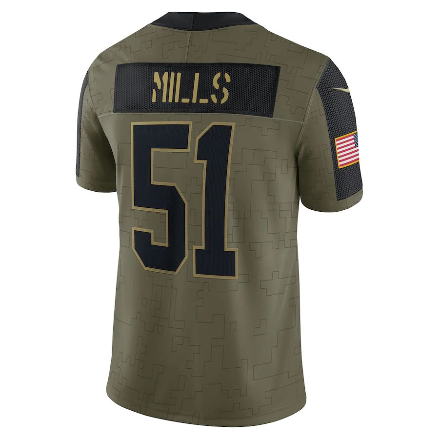 C.Panthers #51 Sam Mills Olive 2021 Salute To Service Retired Player Limited Jersey Stitched American Football Jerseys - Main View