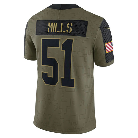 C.Panthers #51 Sam Mills Olive 2021 Salute To Service Retired Player Limited Jersey Stitched American Football Jerseys - Main View