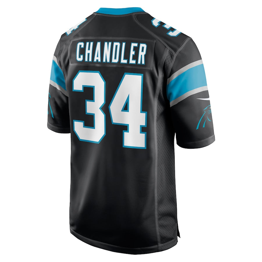 C.Panthers #34 Sean Chandler Black Game Jersey Stitched American Football Jerseys - Main View