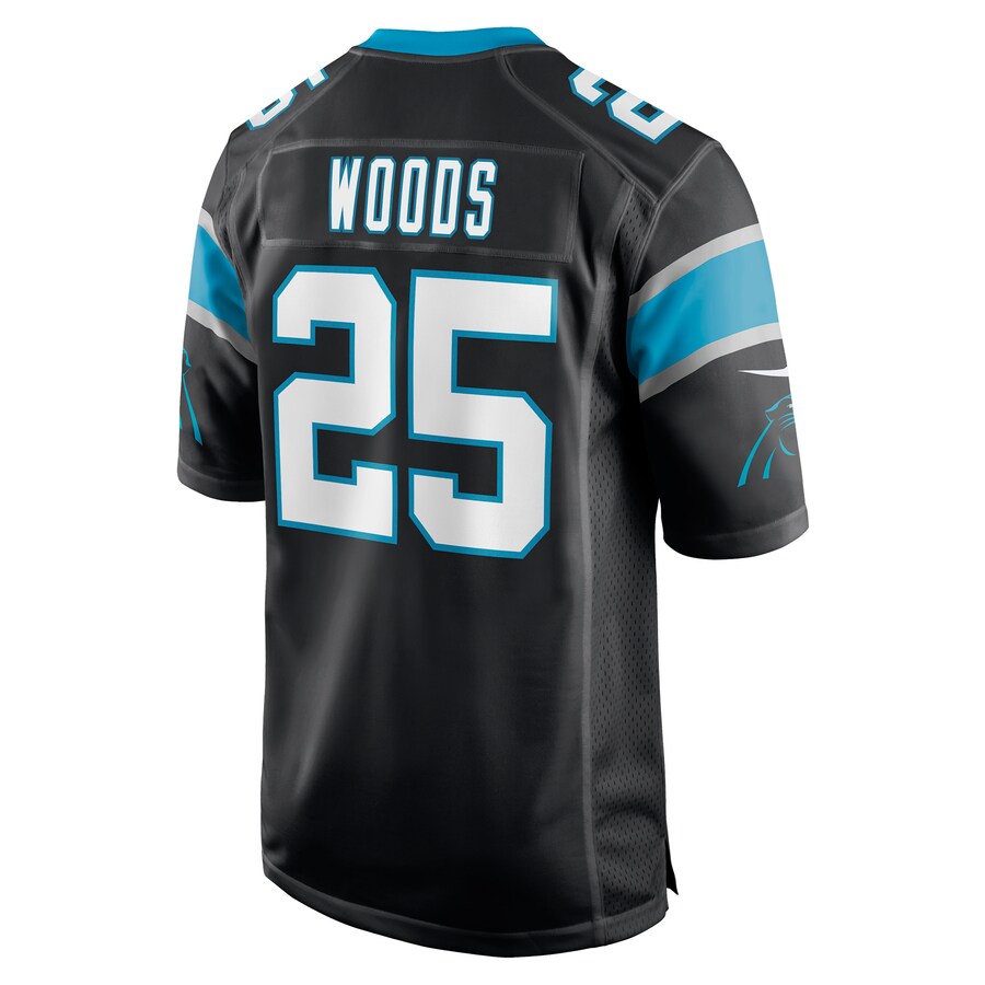C.Panthers #25 Xavier Woods Black Game Jersey Stitched American Football Jerseys - Main View