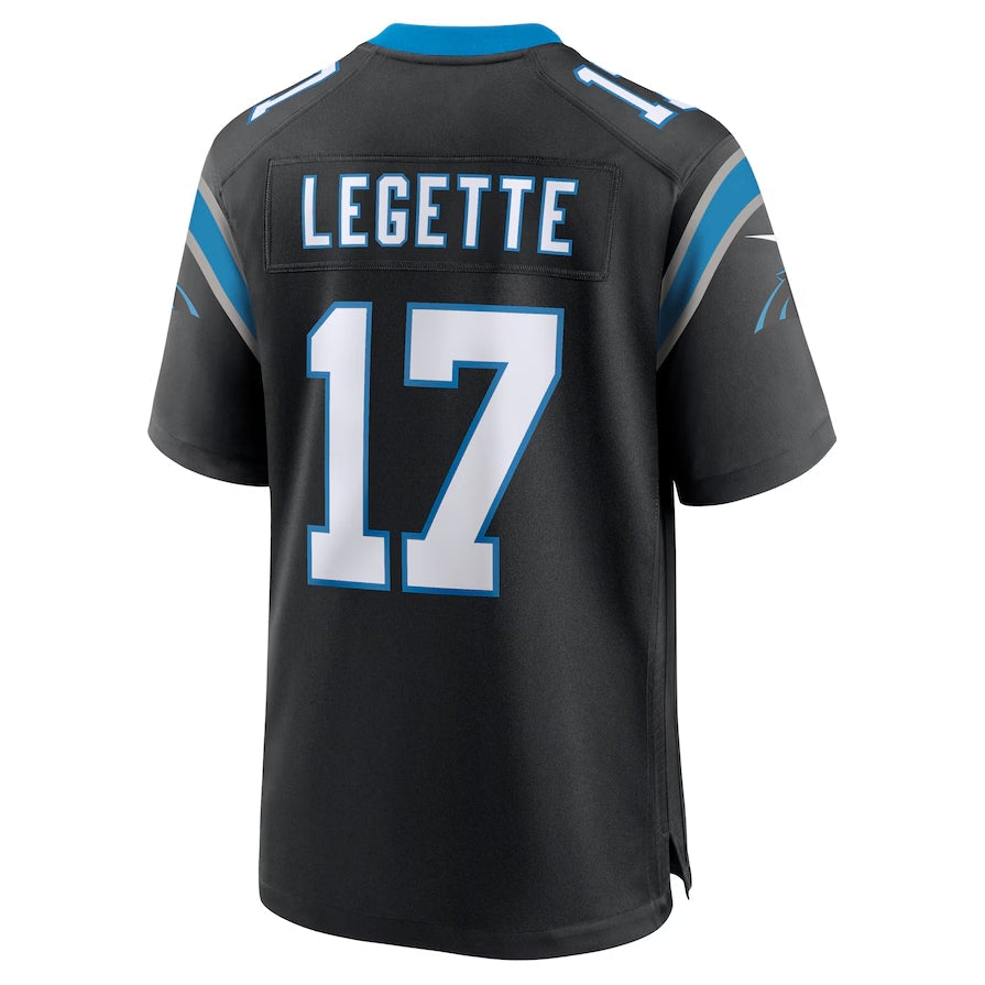 C.Panthers #17 Xavier Legette 2024 First Round Pick Game Player Jersey - Black Football Jerseys - Main View
