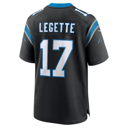 C.Panthers #17 Xavier Legette 2024 First Round Pick Game Player Jersey - Black Football Jerseys - Main View