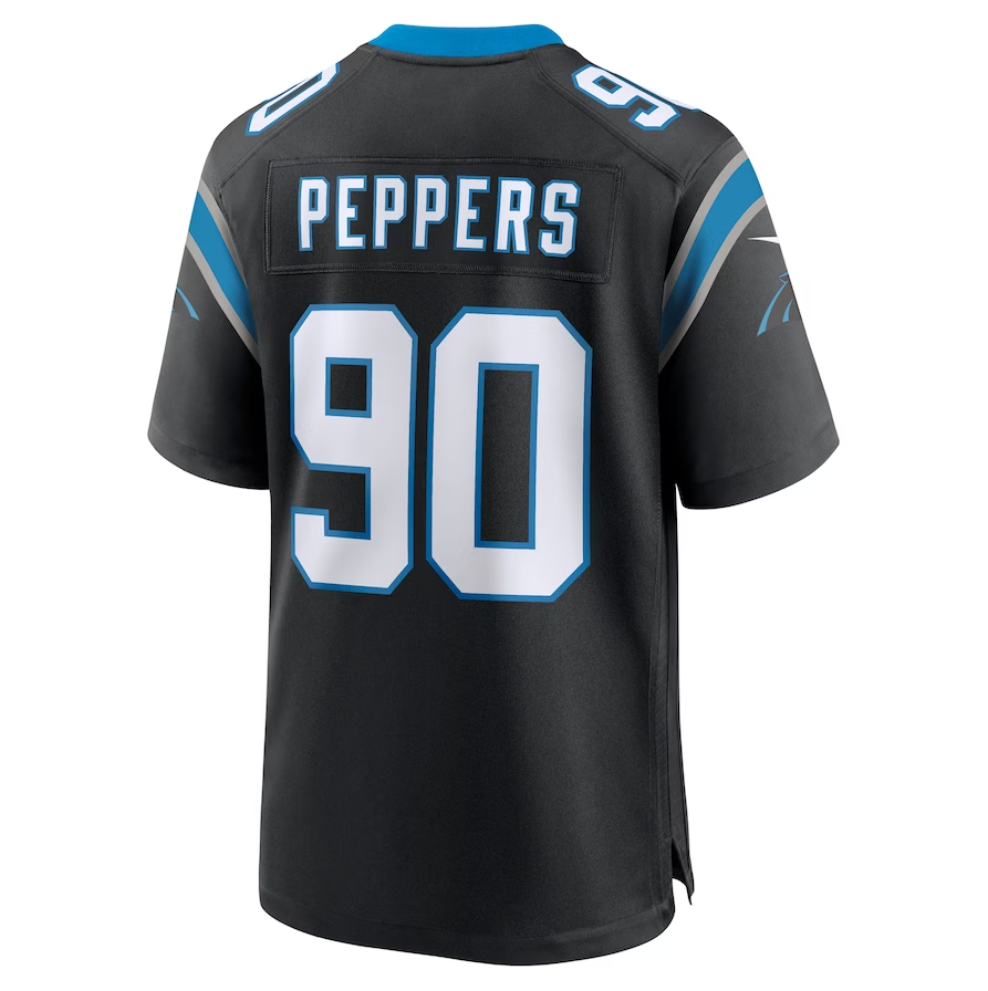 C.Panthers #90 Julius Peppers Retired Player Game Jersey - Black Stitched American Football Jerseys - Main View