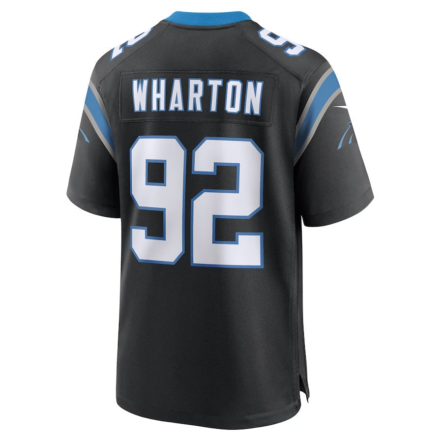 C.Panthers #92 Tershawn Wharton Black Team Game Stitched American Football Jerseys - Main View