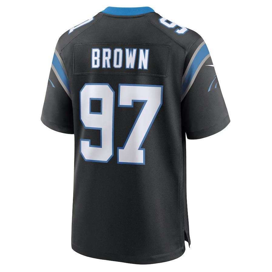 C.Panthers #97 Bobby Brown Black Team Game Stitched American Football Jerseys - Main View