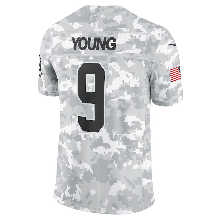 C.Panthers #9 Bryce Young Arctic Camo 2024 Salute to Service Limited Stitched American Football Jerseys - Main View