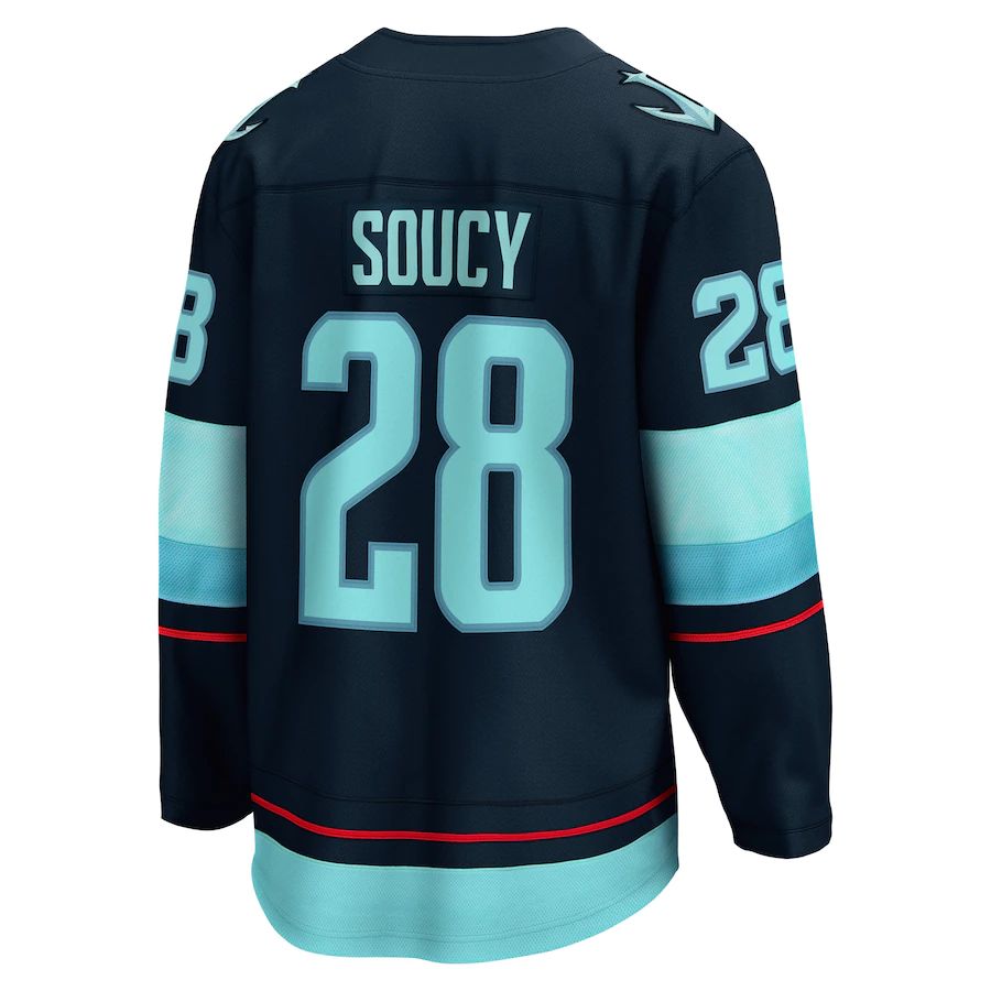 S.Kraken #28 Carson Soucy Fanatics Branded Home Breakaway Player Jersey Blue Stitched American Hockey Jerseys - Main View