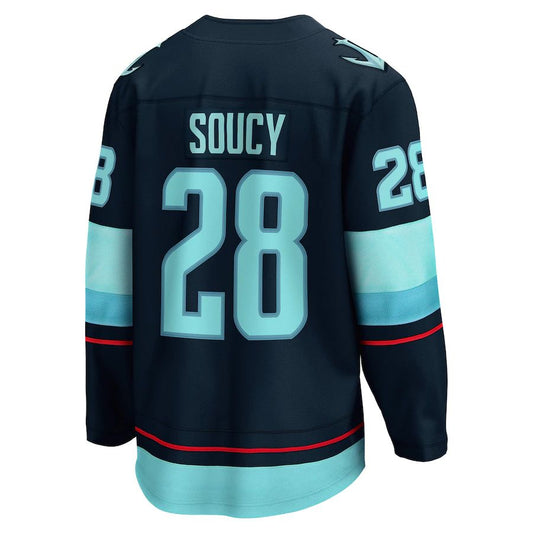 S.Kraken #28 Carson Soucy Fanatics Branded Home Breakaway Player Jersey Blue Stitched American Hockey Jerseys - Main View