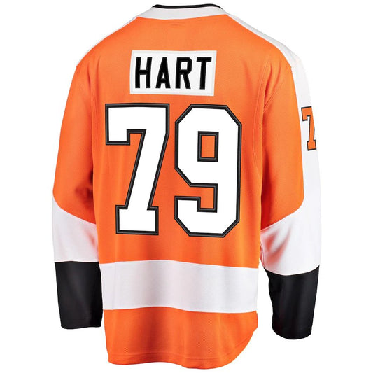 P.Flyers #79 Carter Hart Fanatics Branded Home Premier Breakaway Player Jersey Orange Stitched American Hockey Jerseys - Main View