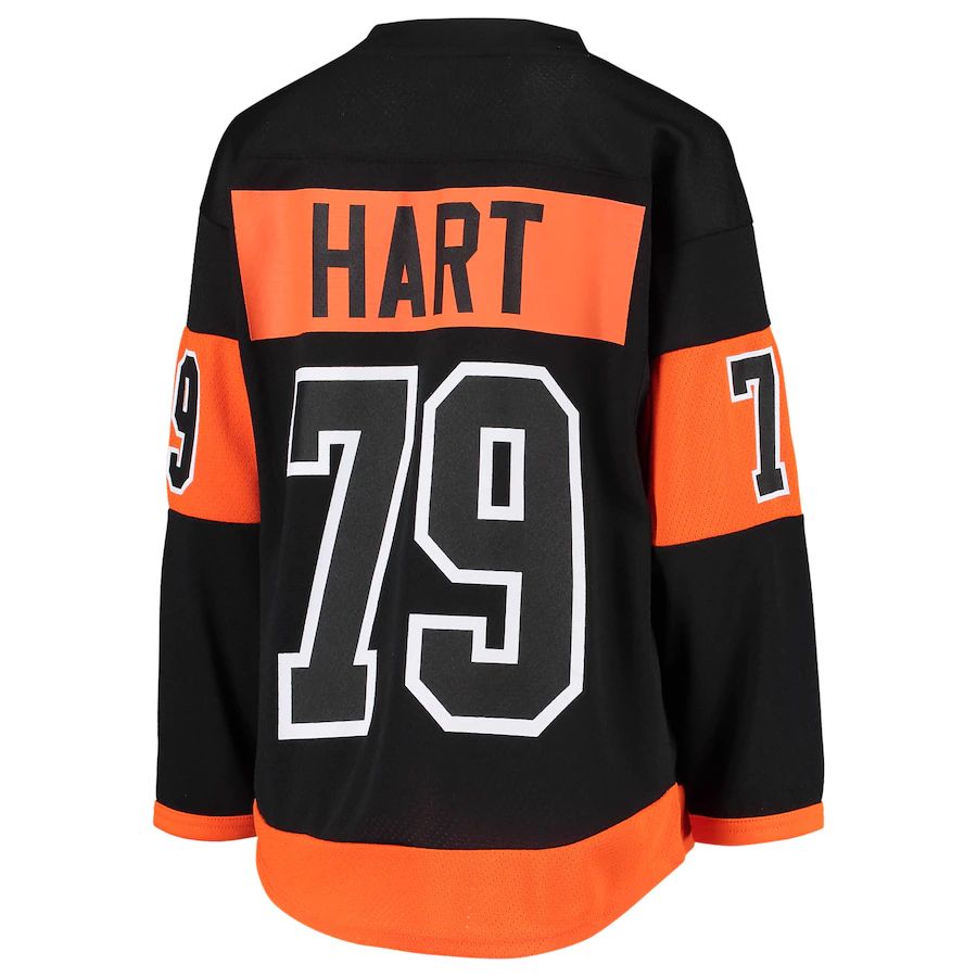 P.Flyers #79 Carter Hart Flyers 2018-19 Alternate Replica Player Jersey Black Stitched American Hockey Jerseys - Main View