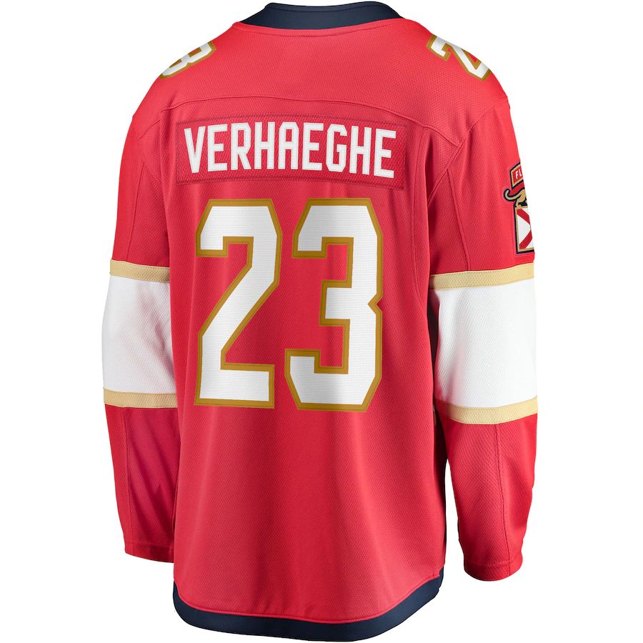 F.Panthers #23 Carter Verhaeghe Fanatics Branded Home Breakaway Jersey Red Stitched American Hockey Jerseys - Main View