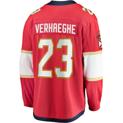 F.Panthers #23 Carter Verhaeghe Fanatics Branded Home Breakaway Jersey Red Stitched American Hockey Jerseys - Main View