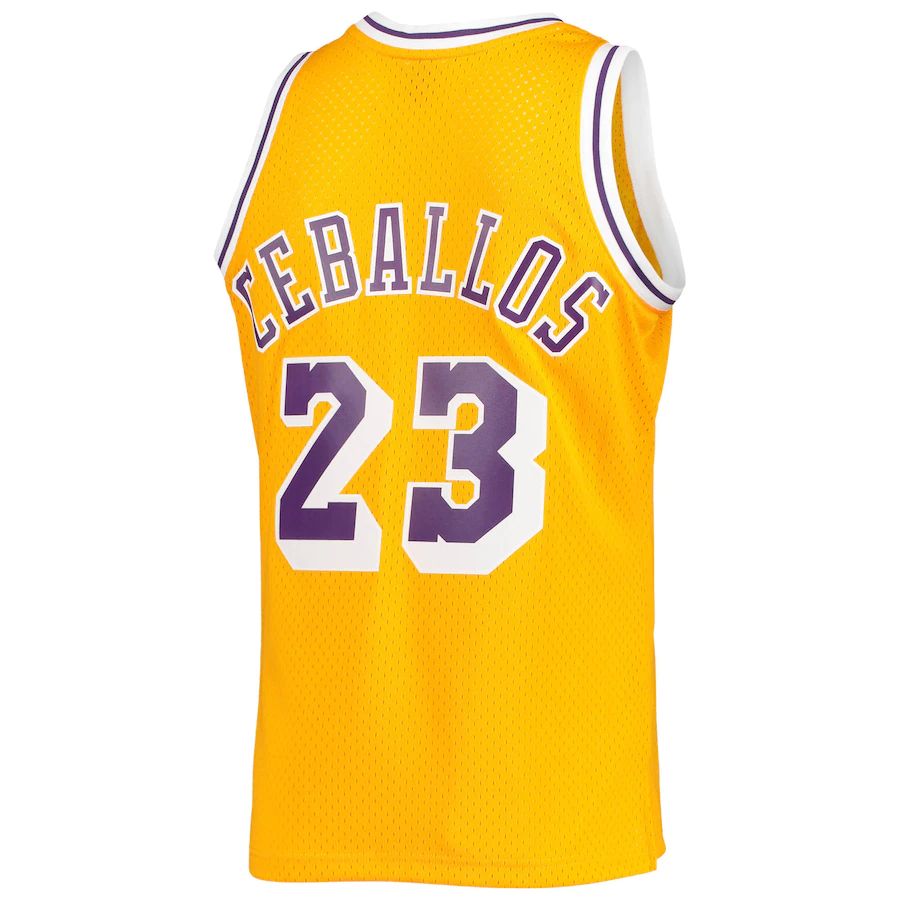 LA.Lakers #23 Cedric Ceballos Mitchell & Ness 1994-95 Hardwood Classics Swingman Jersey Gold Stitched American Basketball Jersey - Main View