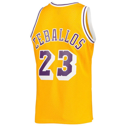 LA.Lakers #23 Cedric Ceballos Mitchell & Ness 1994-95 Hardwood Classics Swingman Jersey Gold Stitched American Basketball Jersey - Main View