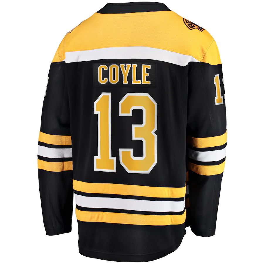 B.Bruins #13 Charlie Coyle Fanatics Branded Home Premier Breakaway Player Jersey  Black Stitched American Hockey Jerseys - Main View