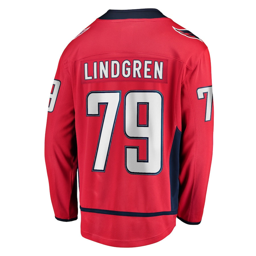 W.Capitals #79 Charlie Lindgren Fanatics Branded Home Breakaway Player Jersey Red Stitched American Hockey Jerseys - Main View