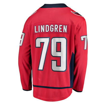 W.Capitals #79 Charlie Lindgren Fanatics Branded Home Breakaway Player Jersey Red Stitched American Hockey Jerseys - Main View