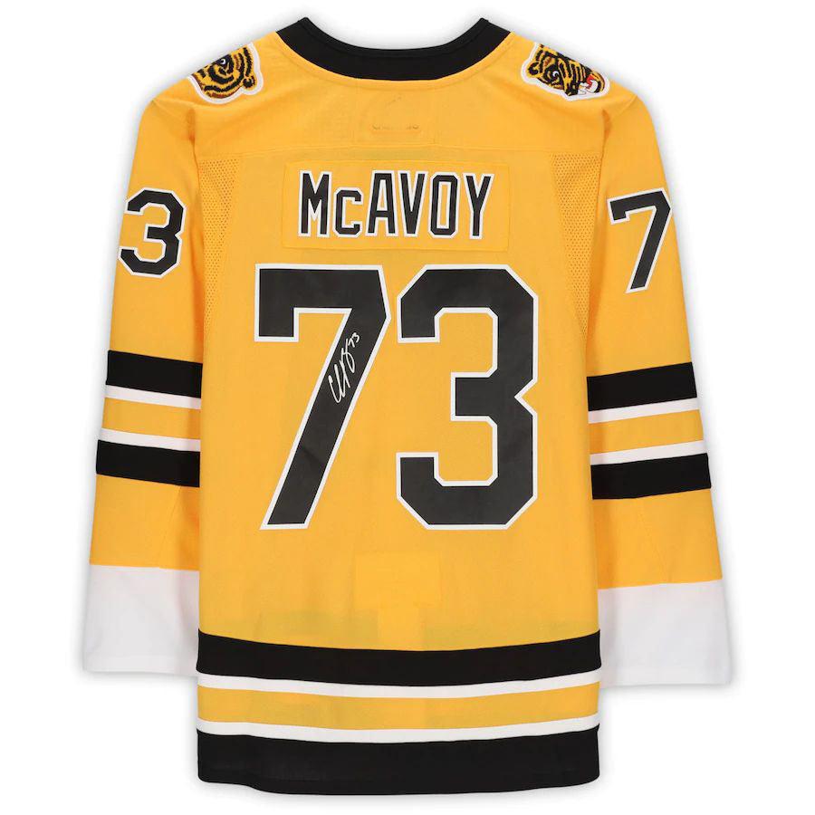 B.Bruins #73 Charlie McAvoy Fanatics Authentic Autographed Reverse Retro Authentic Jersey Stitched American Hockey Jerseys - Main View