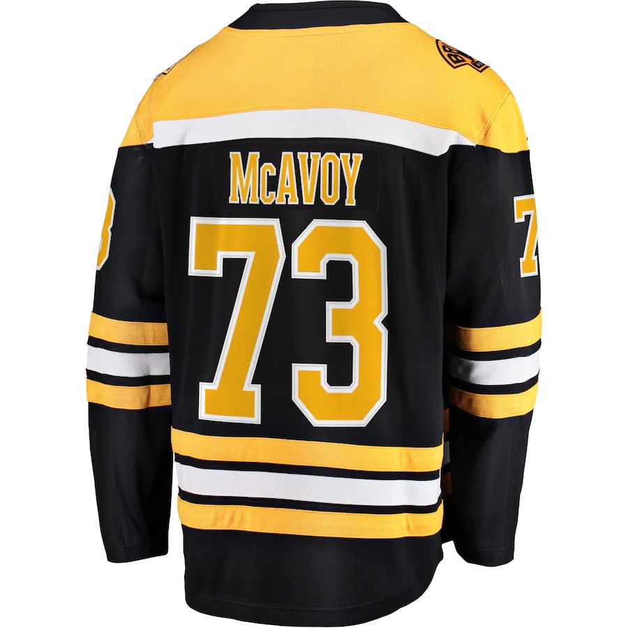 B.Bruins #73 Charlie McAvoy Fanatics Branded Home Premier Breakaway Player Jersey Black Stitched American Hockey Jerseys - Main View
