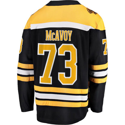 B.Bruins #73 Charlie McAvoy Fanatics Branded Home Premier Breakaway Player Jersey Black Stitched American Hockey Jerseys - Main View