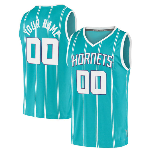 Custom C.Hornets Fanatics Branded 2020 Fast Break Replica  Jersey Icon Edition Teal American Stitched Basketball Jersey - Main View