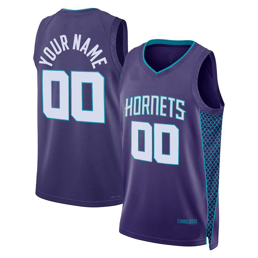 Custom C.Hornets Jordan Brand Unisex 2022-23 Swingman Jersey -Statement Edition Purple American Stitched Basketball Jersey - Main View
