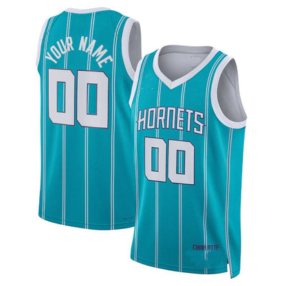Custom C.Hornets Jordan Brand Unisex 2022-23 Swingman Jersey Teal Icon Edition American Stitched Basketball Jersey - Main View