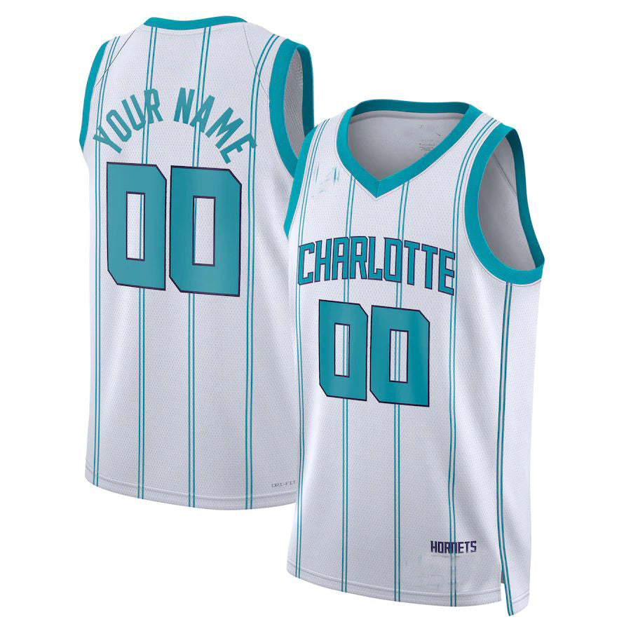 Custom C.Hornets Jordan Brand Unisex 2022-23 Swingman Jersey White Association Edition American Stitched Basketball Jersey - Main View