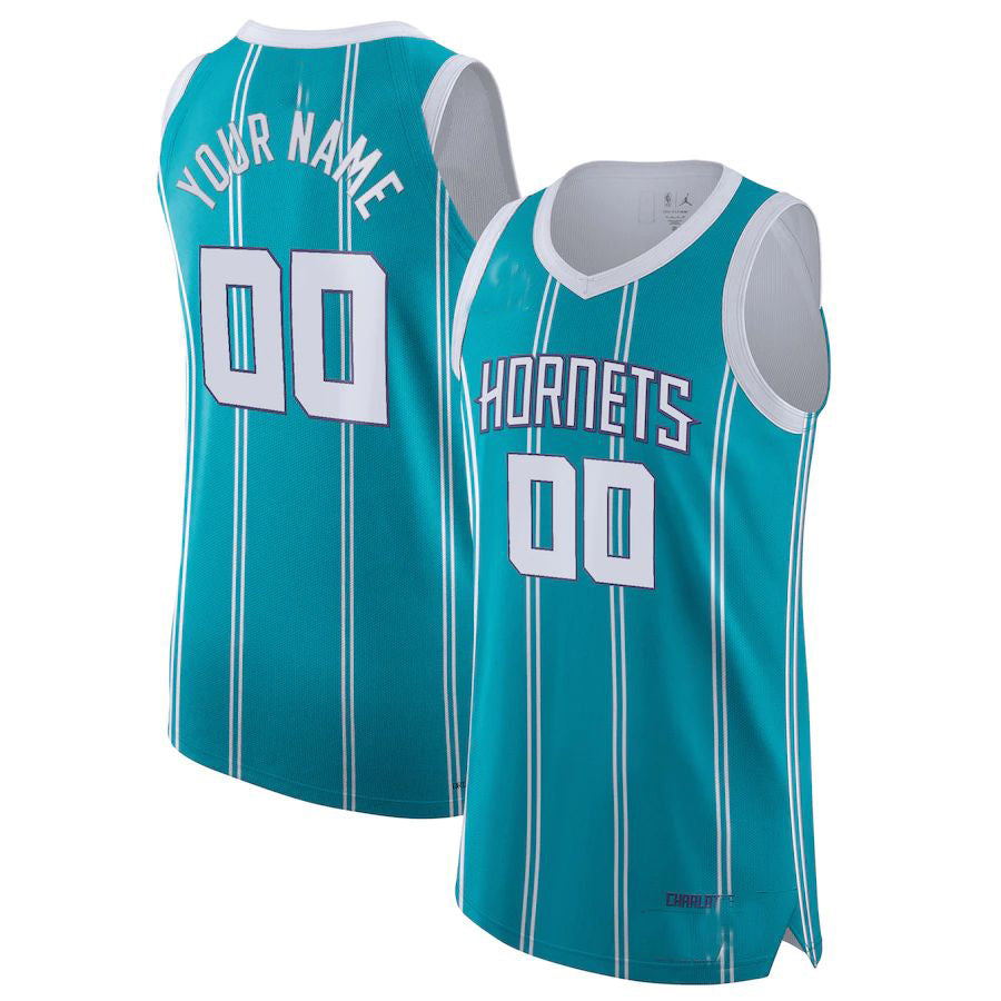 Custom C.Hornets 2021-22 Diamond Swingman Authentic Jersey Icon Edition Teal American Stitched Basketball Jersey - Main View