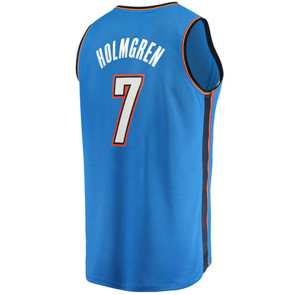 OC.Thunder #7 Chet Holmgren Fanatics Branded 2022 Draft First Round Pick Fast Break Replica Jersey Icon Edition Blue Stitched American Basketball Jersey - Main View