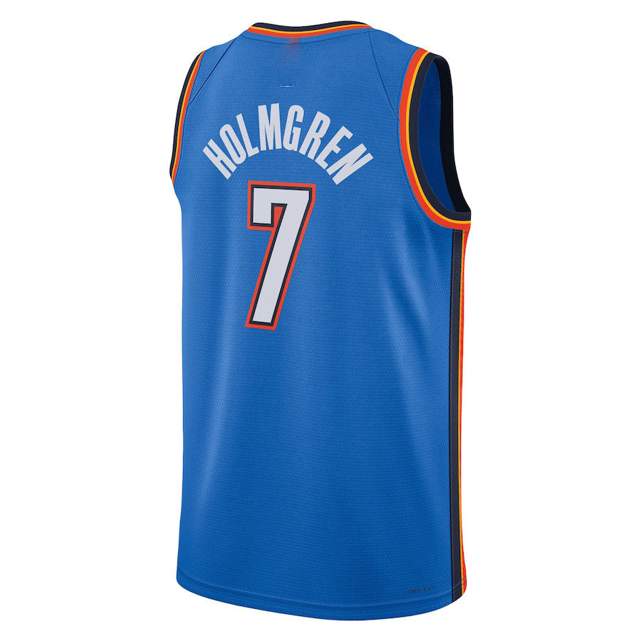 OC.Thunder #7 Chet Holmgren Unisex 2022  Draft First Round Pick Player Swingman Jersey Icon Edition Blue Stitched American Basketball Jersey - Main View