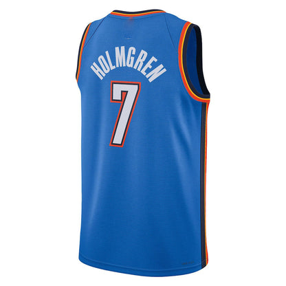 OC.Thunder #7 Chet Holmgren Unisex 2022  Draft First Round Pick Player Swingman Jersey Icon Edition Blue Stitched American Basketball Jersey - Main View