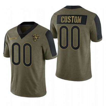 Custom C.Bear Football Olive 2022 Salute To Service Limited Jersey Name And Number Christmas Birthday Gift - Main View