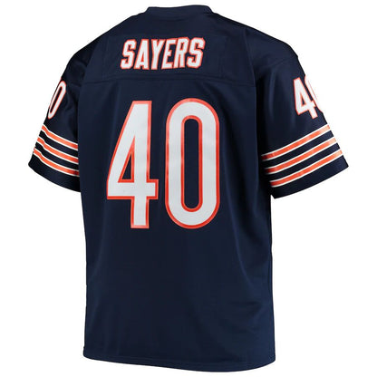 C.Bears #40 Gale Sayers Mitchell & Ness Navy Big & Tall 1969 Retired Player Replica Jersey Stitched American Football Jerseys - Main View