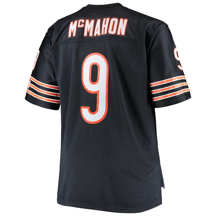 C.Bears #9 Jim McMahon Mitchell & Ness Navy Big & Tall 1985 Retired Player Replica Jersey Stitched American Football Jerseys - Main View