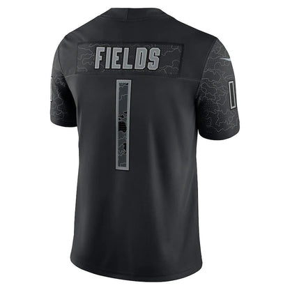 C.Bears #1 Justin Fields Black RFLCTV Limited Jersey Stitched American Football Jerseys - Main View