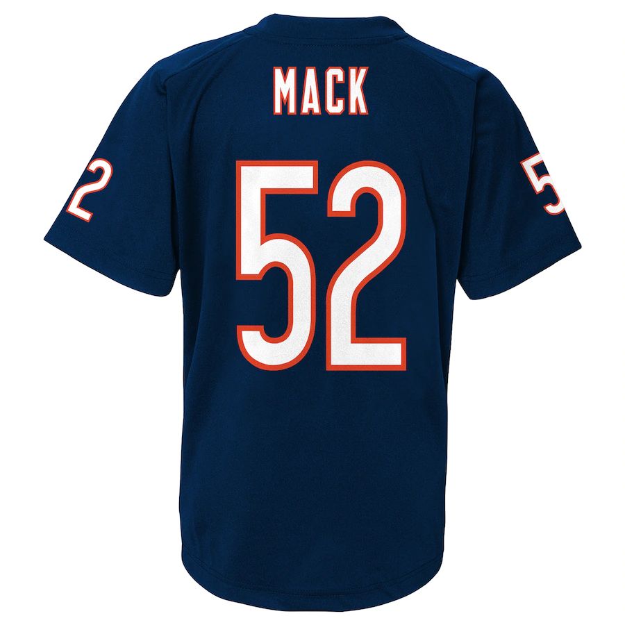 C.Bears #52 Khalil Mack Navy Performance Player Name & Number V-Neck Top Stitched American Football Jerseys - Main View